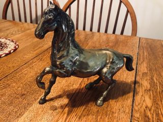 Vintage Brass Horse Stallion Heavy Statue
