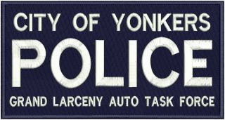 City Of Yonkers Police G L A T F Emb Patche 6x12 Hook Onback Navy/white