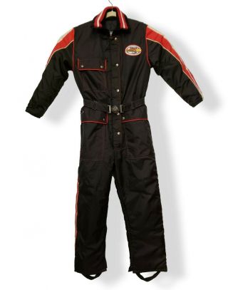 Vintage Yamaha Snowmobile Jumpsuit Racing Outfit Medium M One Piece Black Red
