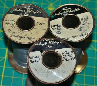 3 vintage Nassau Solder Rosin Core Spools 1 lb 9 oz 2