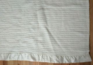 Vintage Waffle Weave Acrylic Blanket Satin Trim White Thermal 77x82 Twin 3