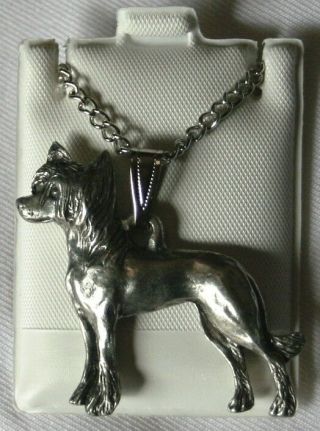 Chinese Crested Dog Harris Fine Pewter Pendant W Chain Necklace Usa Made