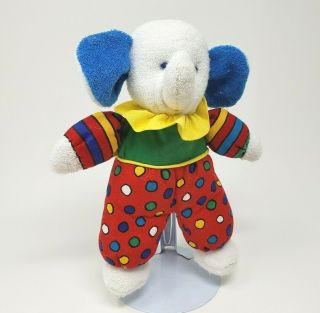 10 " Vintage Eden Red White Blue Polka Dot Baby Elephant Stuffed Animal Plush Toy