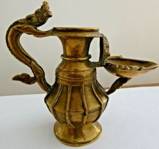 Antique Nepalese / Tibetan Brass Sukunda Butter Lamp Ref D
