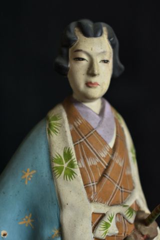 22cm (8.  7 ") Japanese Antique Clay Hakata Doll Samurai