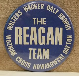 Vintage Ronald Reagan President Campaign Election 3 1/12 " Pinback Button Pin