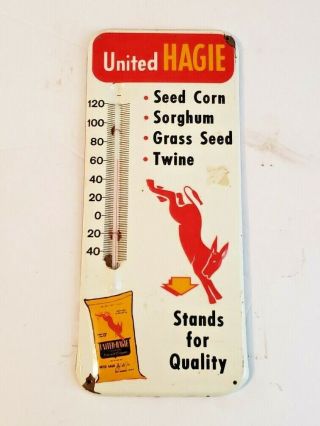 Vintage United Hybrids Seed Corn Advertising Thermometer
