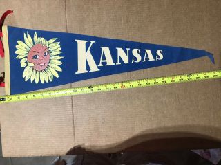 Vintage Kansas Souvenir Travel Pennant Felt Sunflower