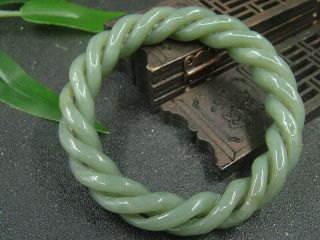 Chinese Antique Celadon Nephrite Old Hetian Jade - 3 - Twisted Wire Statue/bracelets