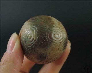 Antique Old Chinese Jadeite Jade Carved Loose Bead Ruyi Sty.
