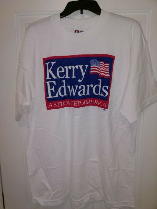 Kerry Edwards A Stronger America Political Campaign T Shirt Mens Xl White