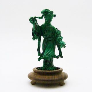 Chinese Carved Malachite Figure Of Guanyin