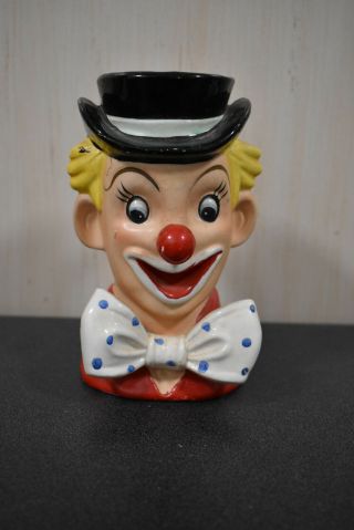 Vintage Napcoware Napco C3321 Ceramic Clown Face Head Vase Planter Japan 6 "