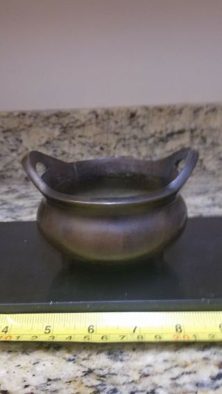 Antique Chinese Classic Bronze Tri - Pod Footed Censer With Very Good Mark