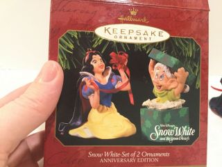 Hallmark 1997 Snow White And Dopey Set Of 2 Ornaments Disney Christmas Tree