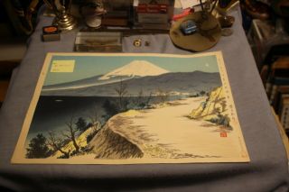 Vintage 1939 - 1940 Tokuriki Tomikichiro Signed Wood Block Izi Eri Coast