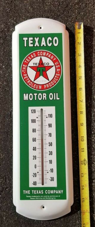 Vintage Texaco Motor Oil Gas Station Thermometer Sign