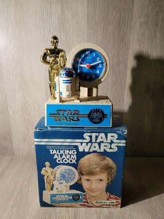 Vintage Near Star Wars Talking Alarm Clock W Box & Instructions