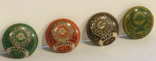 4 Vintage 1939 International United Auto Workers Cio Union Pin Pinback Buttons