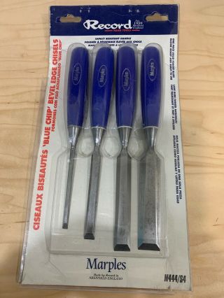 Vintage Record Marples Blue Chip Chisel Set Of 4 With Package England