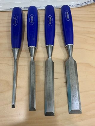 Vintage Record Marples Blue Chip Chisel Set Of 4 With Package England 2