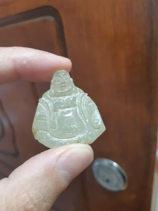 Vintage Old Carved Stone Buddha Statue Jade ? Estate Item