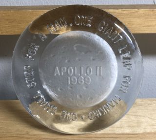 Vintage 1969 Apollo 11 Fenton Glass Paperweight " One Giant Leap "