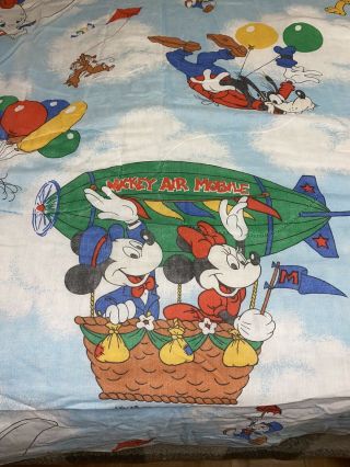 Vintage 80s Disney Twin/Full Bed Comforter 5x7 RARE Mickey Air Mobile 2