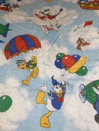 Vintage 80s Disney Twin/Full Bed Comforter 5x7 RARE Mickey Air Mobile 3