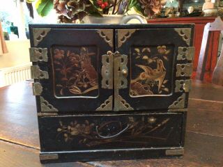 Japanese,  Antique,  Meiji Period Wooden Small Chest.