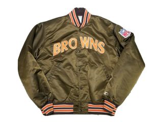 Vintage Cleveland Browns Starter Pro Line 80s Satin Bomber Jacket Mens Xl