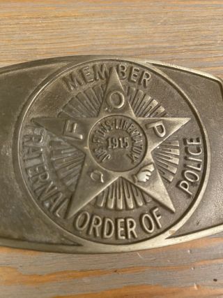 Vintage Fraternal Order Of Police Belt Buckle Fop