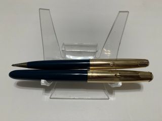 Vintage Parker 51 Aerometric Teal Blue 1/10 12k Gf Ru Nib Fountain Pen & Pencil