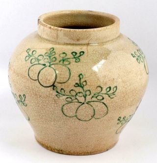 16th - 17th C Chinese Ming Dynasty Ge - Type Crackle Glazed Jar With Green Enamel
