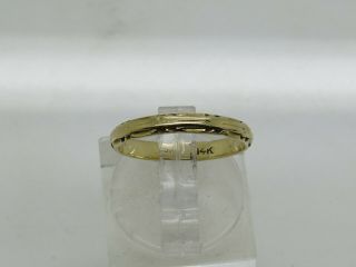 Vintage 14k Yellow Gold Scalloped Edge 2.  6mm Shiny Band Ring Size 5.  5