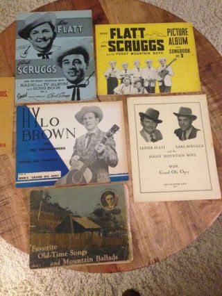 6 Vintage Bluegrass Picture And Music Books Flatt Andscruggs,  Hylo Brown 1950 