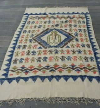 Vintage Wool Blanket Fringed South American Throw Blanket 100 Wool