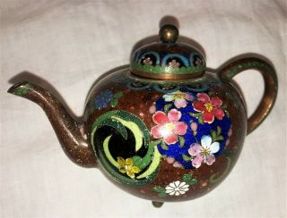 Very Fine Small Antique Japanese Cloisonne Teapot Meji