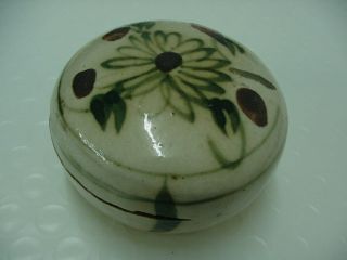Antique Japanese Or Chinese Incense Seal Cosmetic Box? Painted Glazed Unknown?
