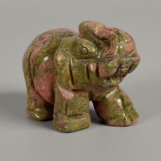 Unakite 2 Inch Hand Carved Natural Stone Elephant Figurine