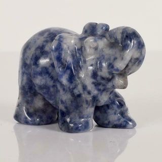 Sodalite 2 Inch Hand Carved Natural Stone Elephant Figurines
