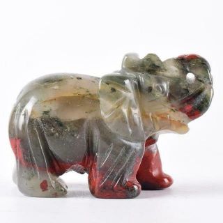 Bloodstone 2 Inch Hand Carved Natural Stone Elephant Figurine