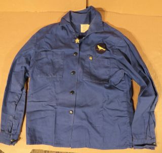Vintage Canadian Girl Guide Blue Shirt With Patch & 2 Brass Pins