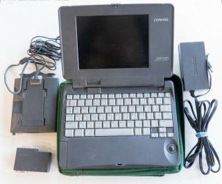 Vintage Compaq Contura Aero 4/33c Laptop,  Floppy Drive,  Modem,