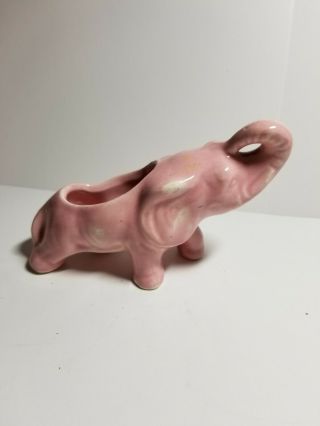Vintage Ceramic Pink Elephant Planter Flower Pot