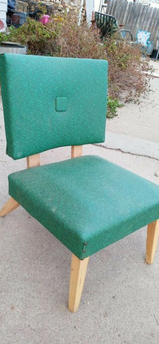 Vintage Mid Century Vinyl Wood Chair
