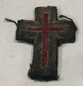Vintage Wwii 1940’s Usgi Masonic Silver Bullion Patch Knights Templar Cross