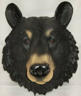 Dwk - Black Bear Face Wall Hanging Sculpture - Animal Spirit Totem -