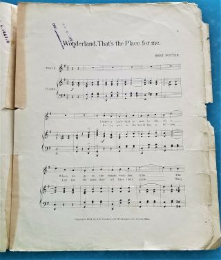 Wonderland That ' s The Place For Me 1908 Sheet Music Mass PARK & AIRSHIP Cover 2