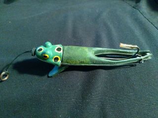 Vintage Unknown Maker Mechanical Frog Fishing Lure Found In Old Wood Tackle Box